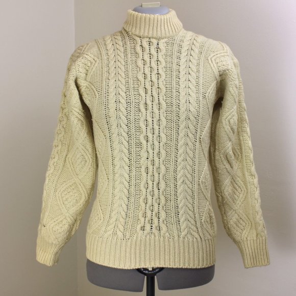 Vintage Sweaters - Vintage Cream Cable Fisherman Sweater